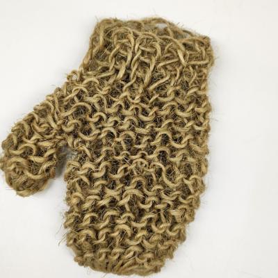 China EXFOLIATE Wholesale 100% Natural Brown Exfoliating Colored Body Bathing Sisal Glove for sale