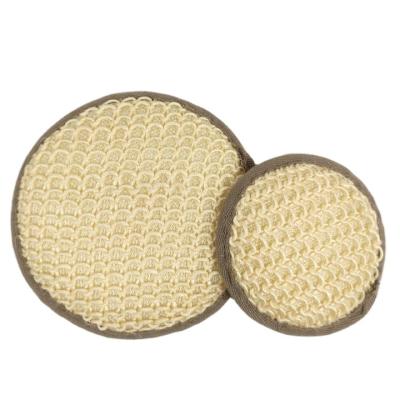 China EXFOLIATE Eco Friendly Reusable Bath Massage Scrubber Round Sisal Cleansing Facial Pad for sale