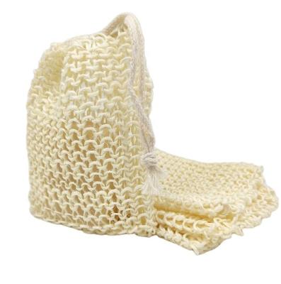 China EXFOLIATE eco-friendly biodegradable sisal loofah powder soap bag packaging scrubber body bath bags with drawstring for sale