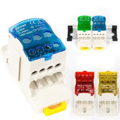 China Brass Terminal Blocks UKK80 DIN RAIL Screw Terminal With Safety Cover Large Current Distribution Terminal for sale