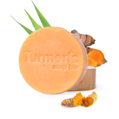 China Amazon Sale Hot Handmade Turmeric Turmeric Soap Ginger Root Extract Skin Whitening Anti Acne Natural Lemon Turmeric Base Cleansing Soap for sale