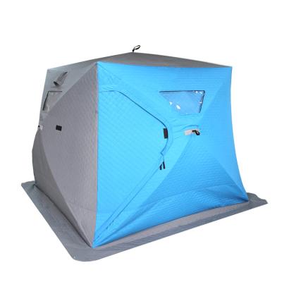 China Straight Bracing Type Blue Fishing Tent Ice Cold Resistance Camping Tent for sale