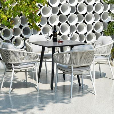 China Modern Mental Outdoor Top 4 Square Table Chair 80cm Alumnium Table Cafe Table And Chairs Modern Mental Set for sale