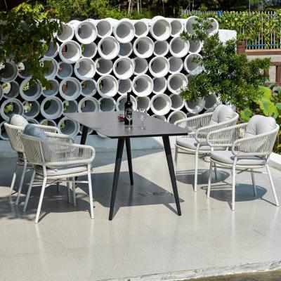 China Chairs Set 4 Seater Modern Alumnium and Rattan Top Modern Mental Dining Table Kitchen Table Outdoor Furniture for sale