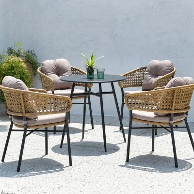 China Modern outdoor rattan furniture hot sale aluminum coffee shop table and chair and chair modren desgin patio garden set for sale