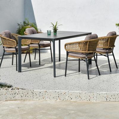 China Modern Popular Modern Outdoor Aluminum Garden Chair Patio Table Party Dining Table And Chair 160cm Long Table for sale