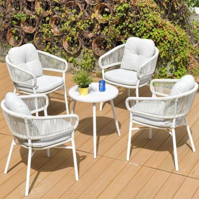 China Modern outdoor modern wood pastic rattan coffee table table set outdoor furniture 1+2 for sale