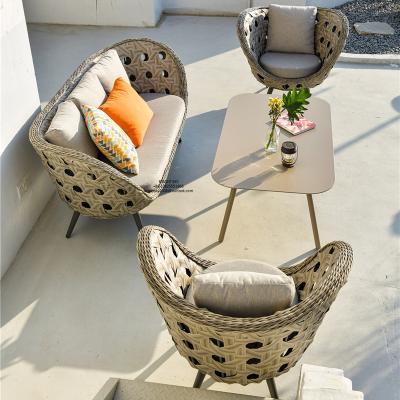 China Luxury Outdoor Furniture Rattan Frame Leisure Modern Hot Selling Aluminum Sofa For Patio Balcony Yard for sale