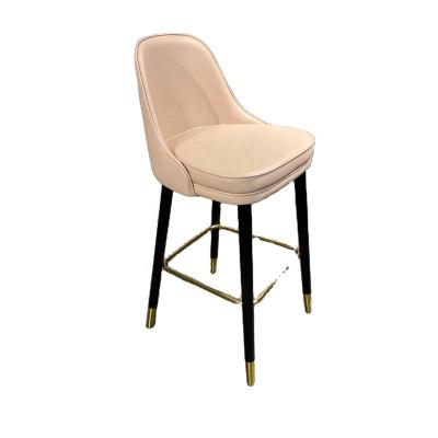 China Item BC1277 Modern Leather Pink Color Leather Bar Stools Microfiber Chairs Metal Or Wood Frame for sale