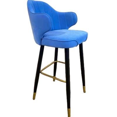 China Foshan Modern Strong Velvet Blue Bar Chair For Winter Warm Bar Chair for sale