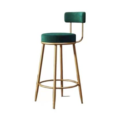 China Contemporary Commercial Bar Stool Velvet Fabric Bar Chair Furniture Metal Black Gold Frame for sale