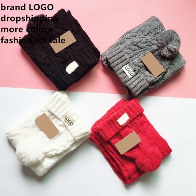 China Free Samples Brand Custom LOGO Luxury Winter Warm Designer Hat Long Hat Scarf Matching Set Beanie Hat Scarf Sets for sale