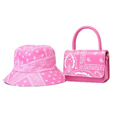 China 2021 New Fashion Handbags Bandana Purse and Hat Set Designer Bags Women Handbags Trending Bags Ladies for sale