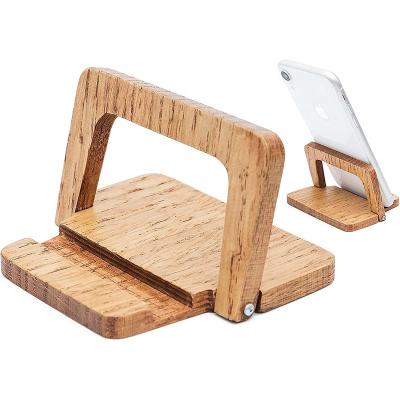 China PORTABLE Wood Phone Stand for Rustic Handcrafted Rustic Oak Phone Holder Desktop Solid Wood Cell Phone Stand Portable Cradle for sale