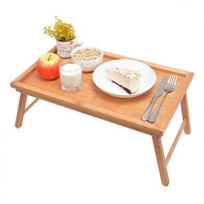 China Eco-Friendly Bamboo Bed Tray with Folding Legs, Lap Tray Breakfast Tray Great for Breakfast in Bed or Eating for sale