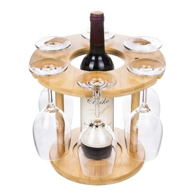 China Collapsible Natural Bamboo Wine Rack Wine Rack Glasses Cup Holder Cup Glass Goblets Showcase Sockets for sale