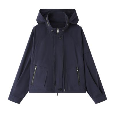 China OEM 82%Polyester18%Rayon Anorak Custom Made Zipper Hoodie QUICK DRY Dust Wind Coat High Quality Fashion Women's Casual Jacket Dust Wind Coat for sale