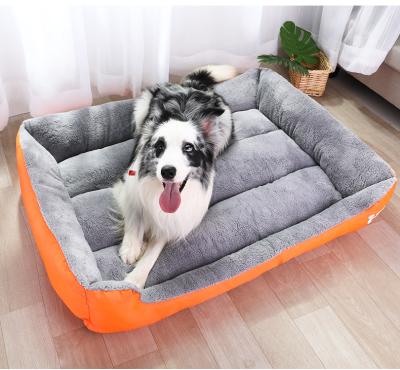 China Travel Custom Printed OEM Dog Bed Faux Fur Plush Pet Sofa Washable Calming Colorful Cat Luxury Dog Bed for sale