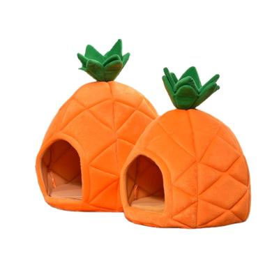 China Travel Cat House Pineapple Shape Foldable Soft Interesting Dog Cat House for sale