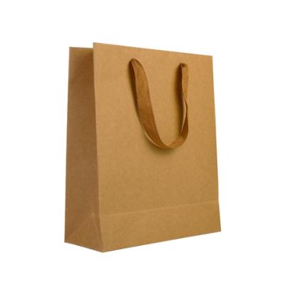 China Recyclable Recycled Square Kraft Paper Bag Food Brown Rope Handle Bottom Bag for sale