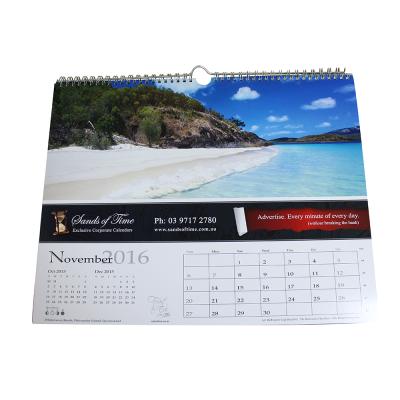 China Pantone Color Recyclable Metal Rings 3 Month Wall Calendar for sale