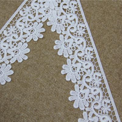 China Sustainable Lace Trim 100% Polyester Milk Silk Lace Guipure Border Lace Trim for sale