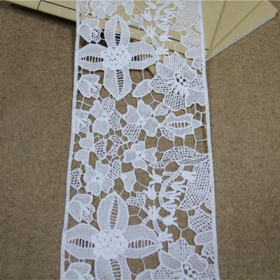 China Viable Wide Fabric Milk Silk White Lace Trim Decorative Embroidery Lace Trim for sale