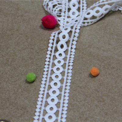 China Bilateral 100% Polyester Viable Small Ball In The Middle Circle Milk Silk Embroidery Lace Lace for sale