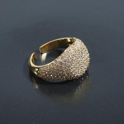 China Unisex TRENDY Customized Gift All Crystal Stones Shiny Real 18k Gold Plated Ring For Women Jewelry for sale