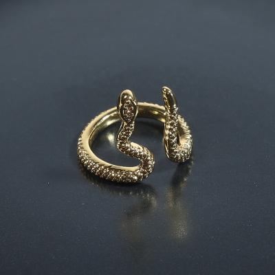 China FASHIONABLE Wholesale Snake Shape Real 3d Effect Open 18k Gold Plated Ring For Women Jewelry for sale