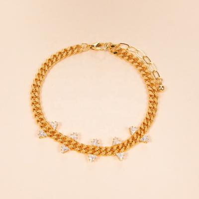 China Hot Selling Factory Made TRENDY Rhinestone Bracelet Chinese Gold Plated Jewelry Bracelets Bangle Hand Chain For Woman For Wife Gift for sale