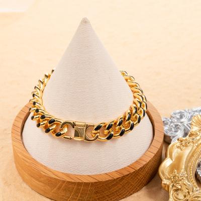 China 2022 hot brand FASHION luxury real 18k gold plated custom colorful thick chain bracelets for women jewelry for sale