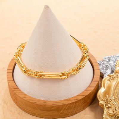 China 2022 hot brand FASHION luxury real 18k gold plated custom thick chain bracelets for women jewelry for sale