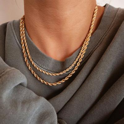 China JUJIE Fashion Jewelry Environmentally Friendly Stainless Steel Link Chain Rope Chain Necklace For Men Hip Hop for sale