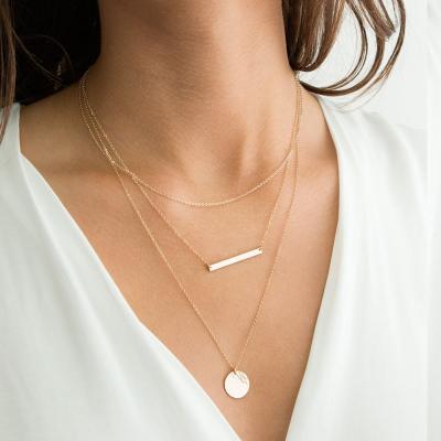 China Environmentally Friendly Jewelry Multi Layered JUJIE Necklace Gold Plating Coin Necklace Women Minimalist Pendant Sets for sale