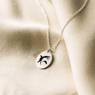 China Polar Bear Unicorn Engraving Lovely Necklace by JUJIE Series FASHIONABLE Stainless Steel Animal Oval Pendant for sale