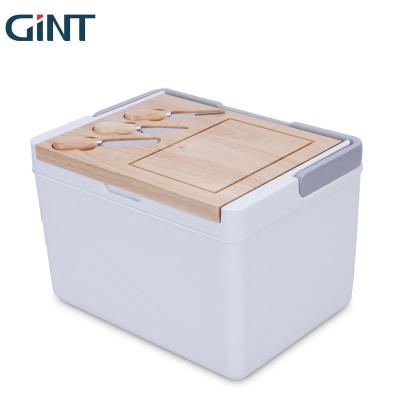 China Gint 11L Best Quality Waterproof Knives And Forks Wooden Lid Cooler Box With Handle for sale