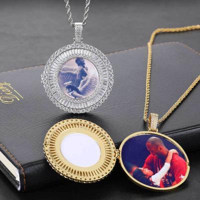 China Hip Hop Stainless Steel Sublimation Necklace Bling CZ Photo Memory Medallions Picture Pendant With Hip Hop Pendant for sale