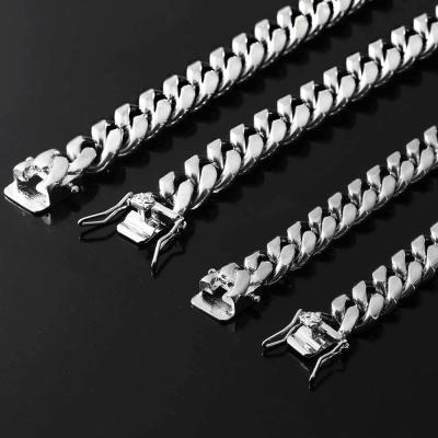 China Hiphop Gold Miami Choker Link Chain Necklace Cuban Bracelet 10mm 12mm Stainless Steel Hip Restriction Thick 14mm Silver Hops Set For Women Men for sale