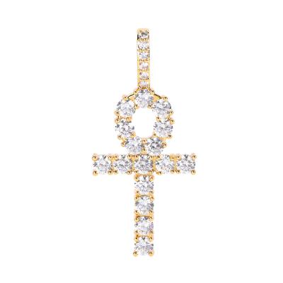 China Hiphop New Arrival Hip Hop Anha Cross Setting Bling Copper Micro Pave CZ Stones Mens Womens Punk Cross Pendant Necklace for sale