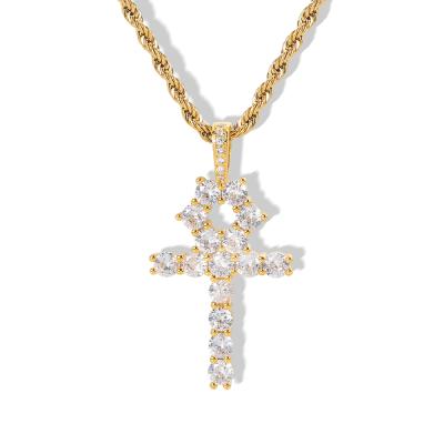 China Hiphop Latest New Men Style Christian Gold Cross Ankh Religion Iced Out Zircon Delicacy Hip Hop Mens Punk Cross Pendant Necklace for sale