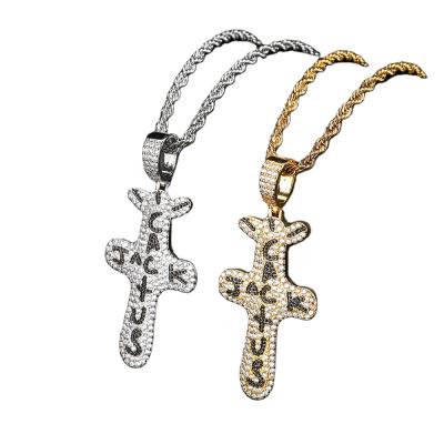 China Hiphop Jewelry Jesus Women Men Prayer Necklaces Cross Cross CZ Zircon Pendant Necklace Hip Hop Anha With Link Chain for sale