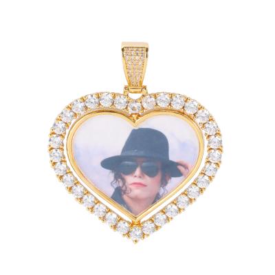 China Long Color Keeping 2021 New Arrival Hip Hop Bling CZ Jewelry Photo Pendant 2 Pictures x1 Rotating Custom Pendant With Cuban Rope Chain Chain for sale