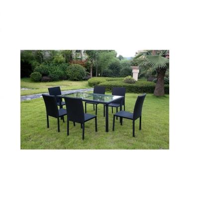 China Homall Modern Outdoor Indoor Use Backyard Porch Garden Poolside Balcony Sets Furniture Black 7 Pieces for sale