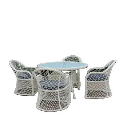 China 5 Piece Furniture Set Modern Outdoor Patio Rattan Wicker Chairs And Tea Table With Cushion for sale