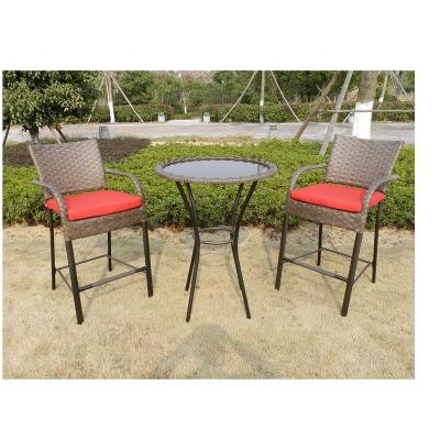 China 3 Piece Modern Outdoor Furniture Modern Wicker Rattan Dining Chair Coffee Table for sale