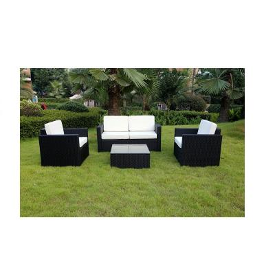 China Modern Outdoor Patio Black Rattan Table And Chair Set With Cushion for sale