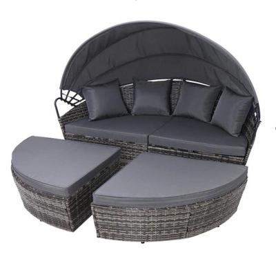 China Modern Outdoor Gazebo KD Sun Island Daybed Rattan With Various Colors Foldable Sun Canopy for sale