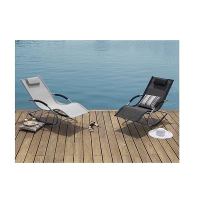 China Modern Outdoor Patio Leisure Metallic Bath Chaise Lounge Chair Bed With Pillow For Beach for sale