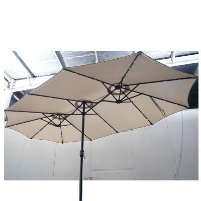 China Modern Wholesale Outdoor Double Parasols Umbrella For Patio Garden Beach Restaurant Beach With Big Size With Or Without Led for sale